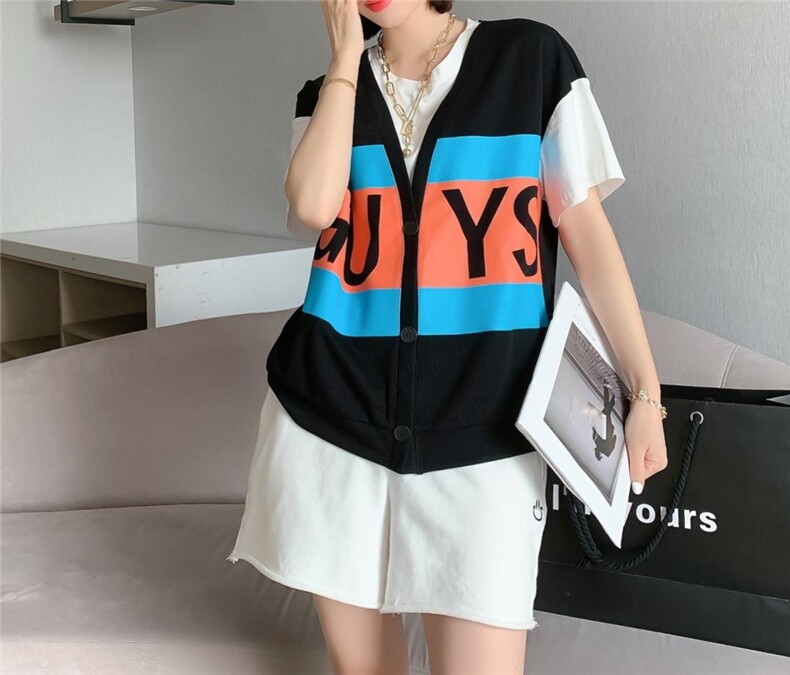 夏季新款假两件短袖上衣，女装，依诺阁