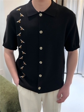 夏季男士刺绣针织衫翻领POLO短袖冰丝T恤N6735-P58，男装T恤，星座1012-1