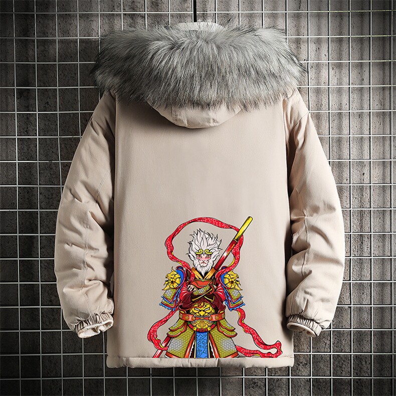 MM48203-P130 冬季大毛领棉衣男士大码加厚棉袄男棉服 网格图片