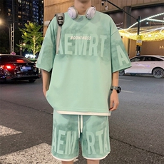2025夏季新款港风外景大码菠萝格短袖套装M-5XHQ24467-特P50，男装T恤，电商A022