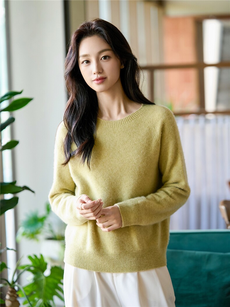 圆领100%纯山羊绒衫女高端毛衣秋冬新款高级感上衣宽松打底针织衫,女装羊绒衫,暖绒情旗舰店