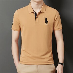夏季新款男士翻领短袖t恤中年有领男装上衣服休闲POLO衫图片