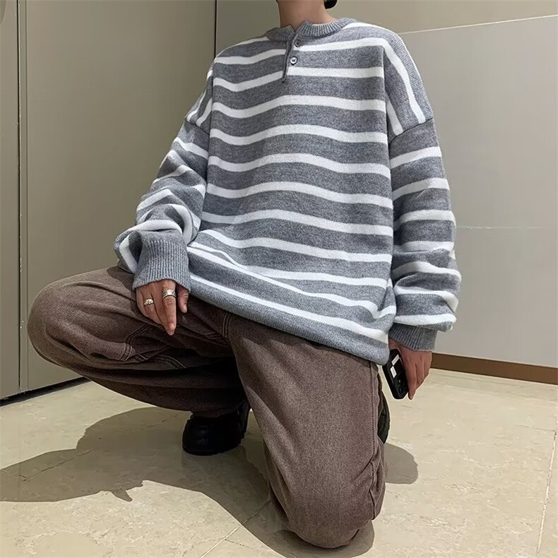 毛衣男港味2023秋季复古日系鹿毛绒针织衫GM014P47,男装针织衫/毛衣,星座1116-2