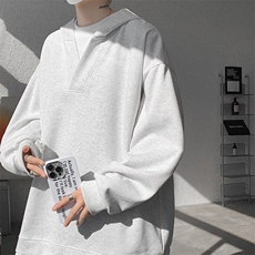 8XL-M叠穿假两件卫衣重磅连帽V领拼接套头衫宽松大码外套WY006P65，男装卫衣，电商B312