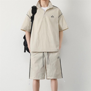 美式三条杠冰丝休闲男装夏季运动套装男款搭男生速干衣服TZ116p50图片