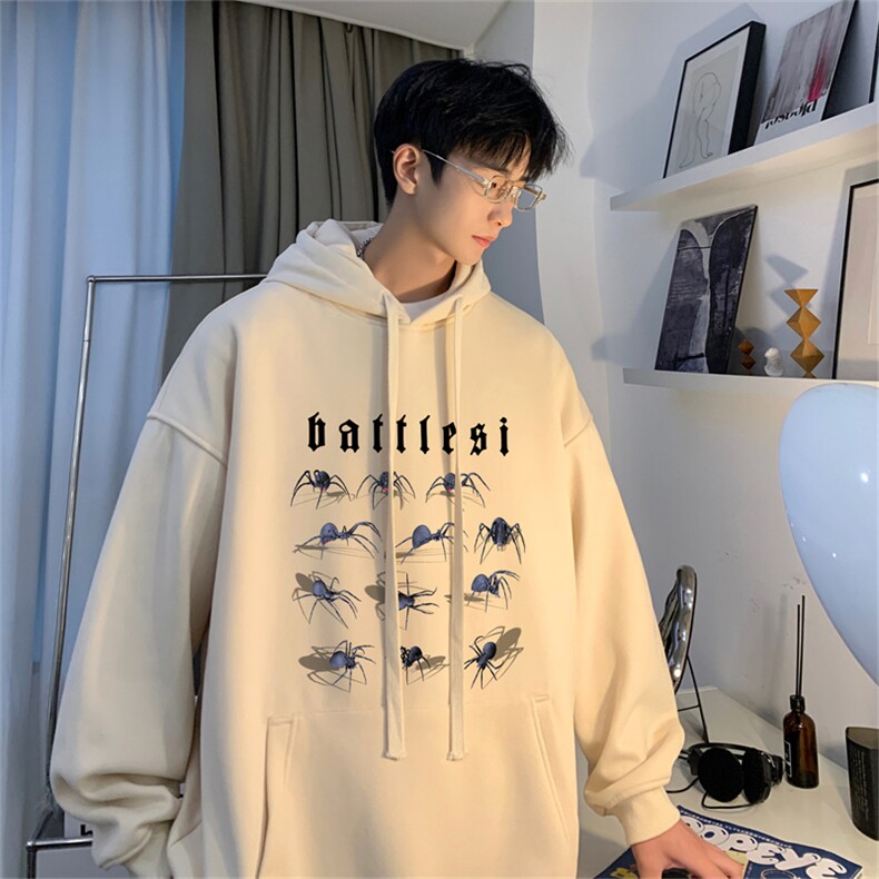 抖音品质23/秋季320G华棉男士连帽大码印花卫衣WYH3250-P45控68,男装卫衣,电商B370