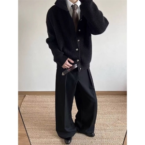 2025男装休闲毛衣开衫宽松毛衫男士上衣针织衫潮牌设计感上衣男潮图片