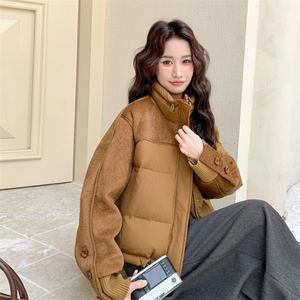 新款【大货】麂皮绒拼50白鸭绒羽绒服2C110-H9811-P245-K368图片
