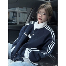 现货高品质拼接撞色运动夹克男女三条杠开衫棒球服A933-P45，男装夹克，星座1505