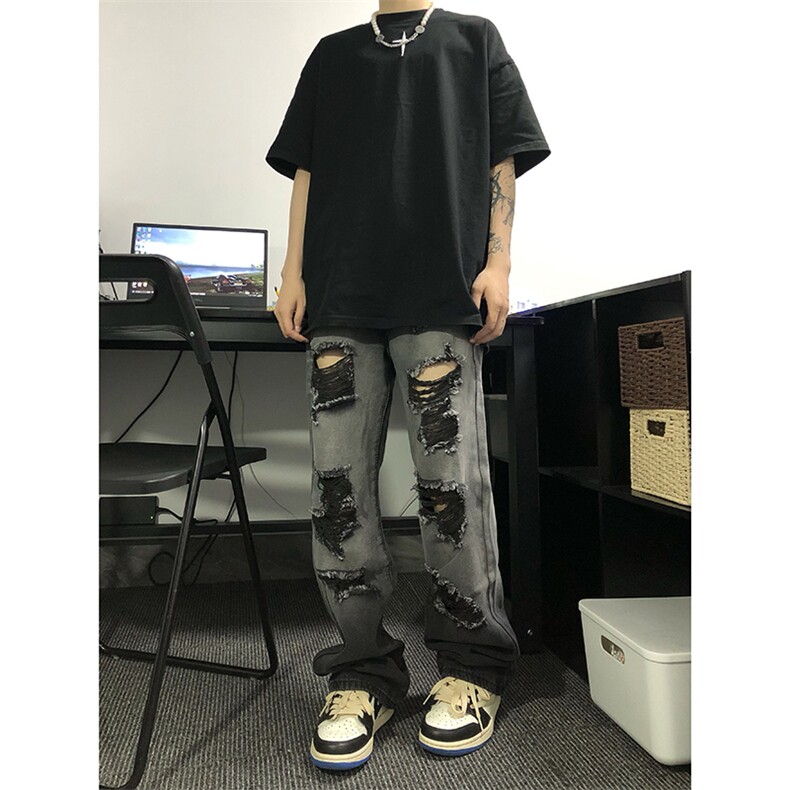 美式ins高街小众夏季破洞牛仔裤货号K729P60,男装牛仔裤,电商A063