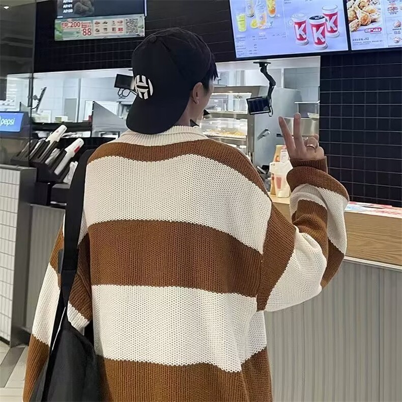 美式街头圆领毛衣男慵懒风休闲针织衫【加厚鹿毛绒】M5522P50,男装针织衫/毛衣,星座1116-2