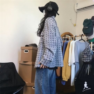 小香风复古粗花呢中长款外套女2024春季港味韩版百搭显瘦宽松上衣图片