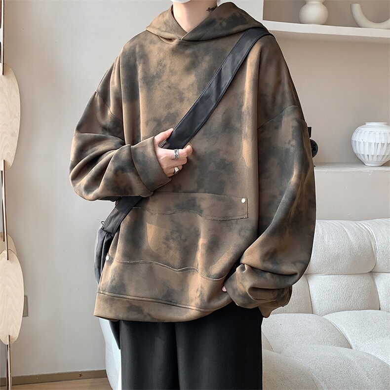 现货 WY10085-特P50 360g面料扎染高品质宽松连帽卫衣图片
