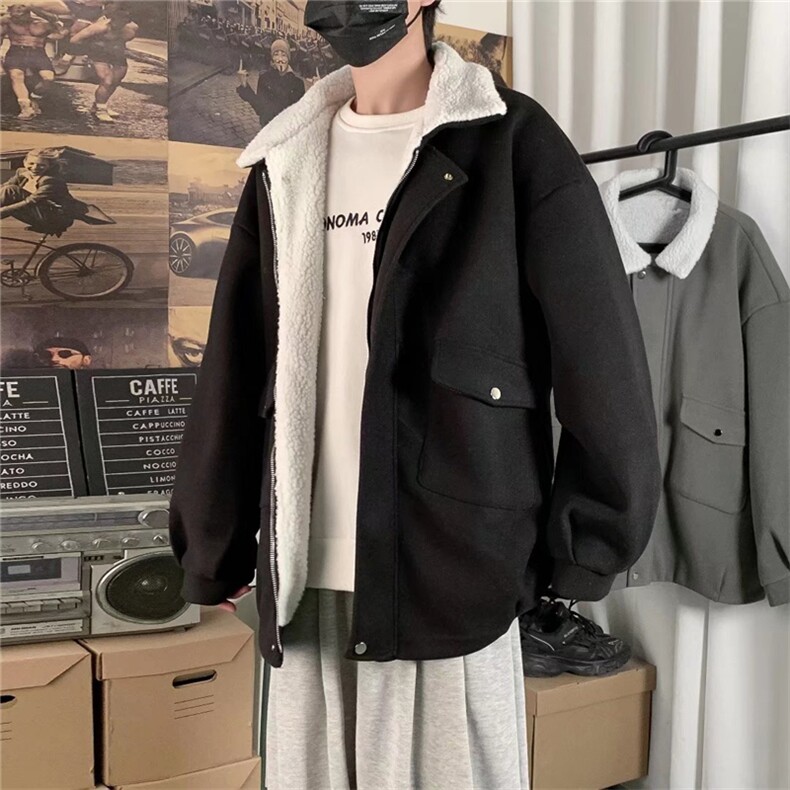 冬季羊羔绒棉服男学生百搭宽松加厚棉衣外套潮流棉袄W2044-P73,男装棉衣,星座512-2