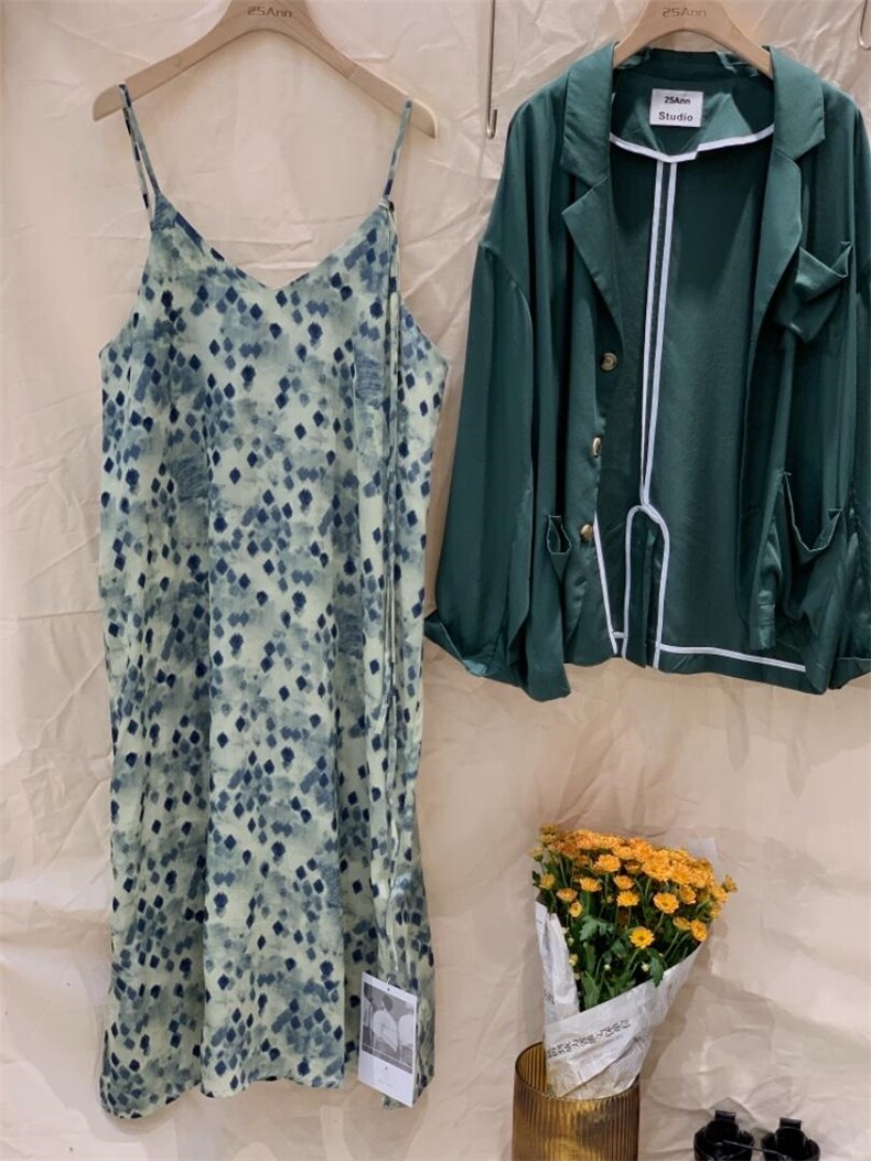 油画吊带+醋酸防晒外套，女装背心吊带，25Ann·Studio