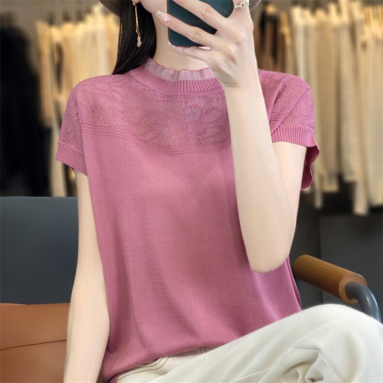 夏季新款天丝欧根纱短袖女,女装T恤,贵皇网供仓