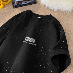 量大优供抖音视频 支持得物配合二开美式满天星亮片短袖T恤MTX270图片