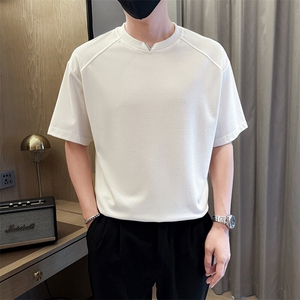 夏打底衫纯色百搭纯色圆领T恤短袖社会小伙A236-82537-特P38图片