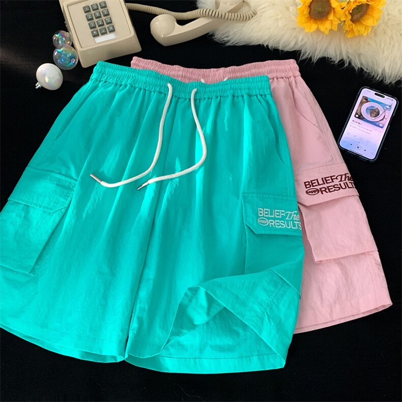 春夏新款多巴胺工装刺绣短裤宽松宽松 M~4XL XZ604-DK213-P35控48图片