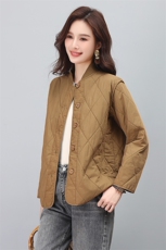 2023秋冬新款菱形棉衣外套，女装短外套，小林双子