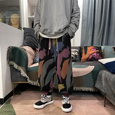 潮流胖子大码男休闲涂鸦日系保暖哈伦裤KZ337-P55限价78，男装休闲裤，电商A089-1