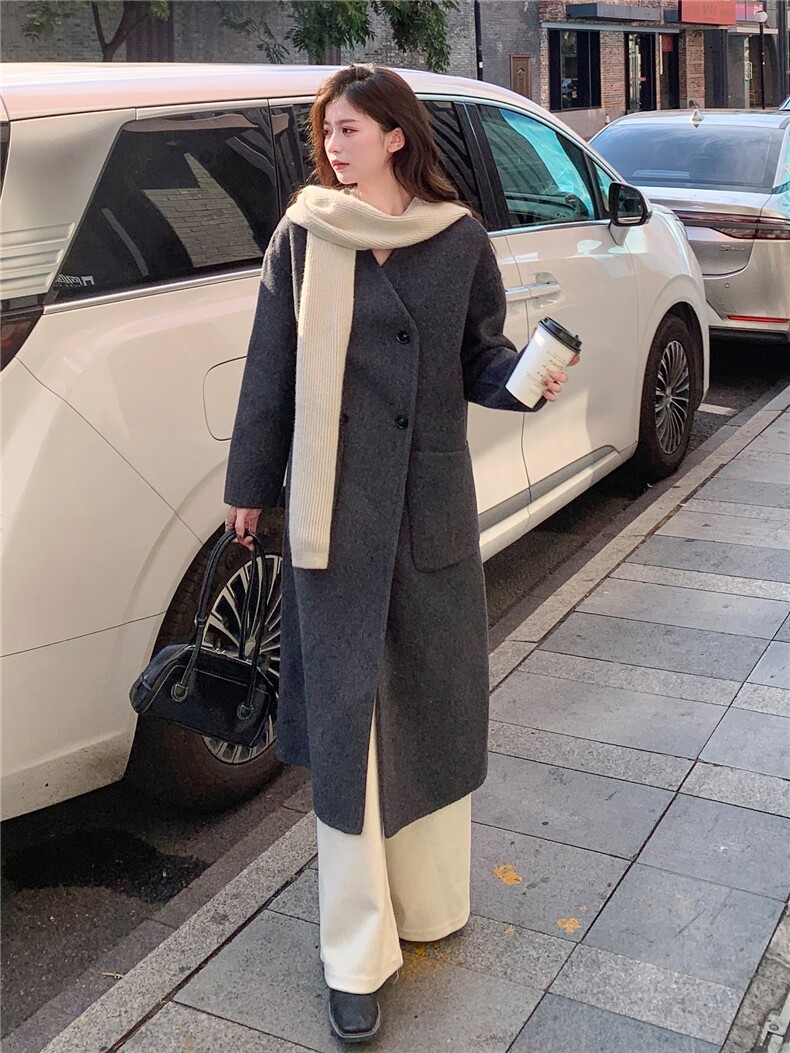 法式复古高级感双面羊绒大衣女秋冬赫本风小个子显瘦加厚呢子外套,女装毛呢外套,丝露怡语