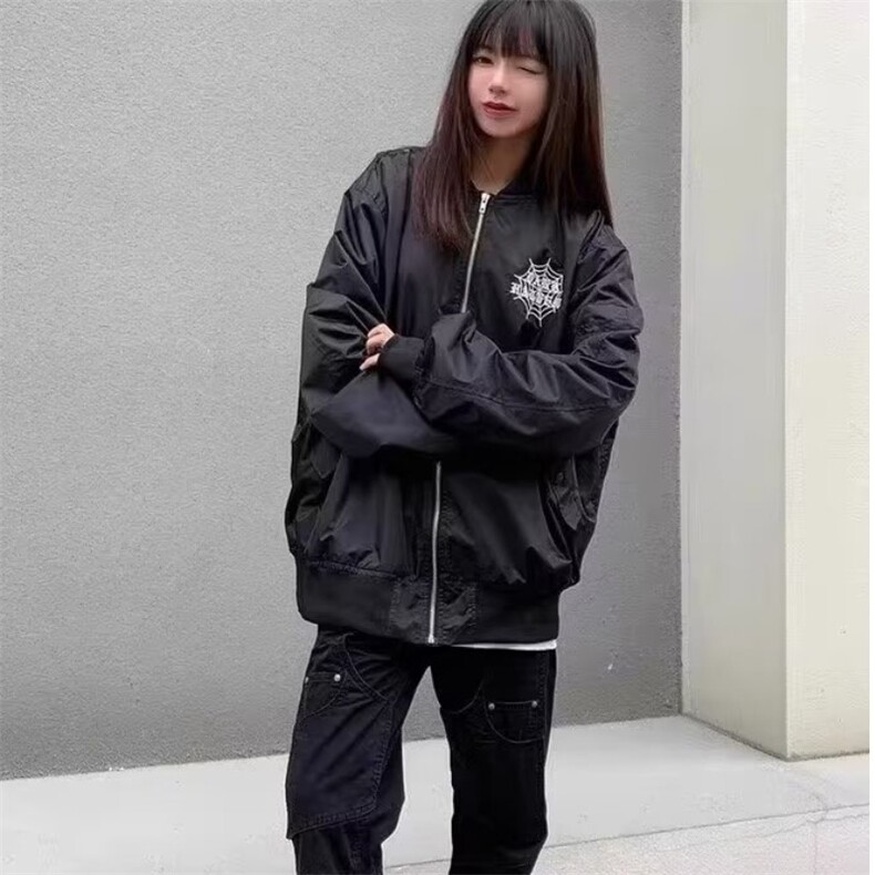 美式复古蜘蛛棒球服外套男女春秋季潮牌飞行员夹克宽松常规情侣,男装夹克,星座506A