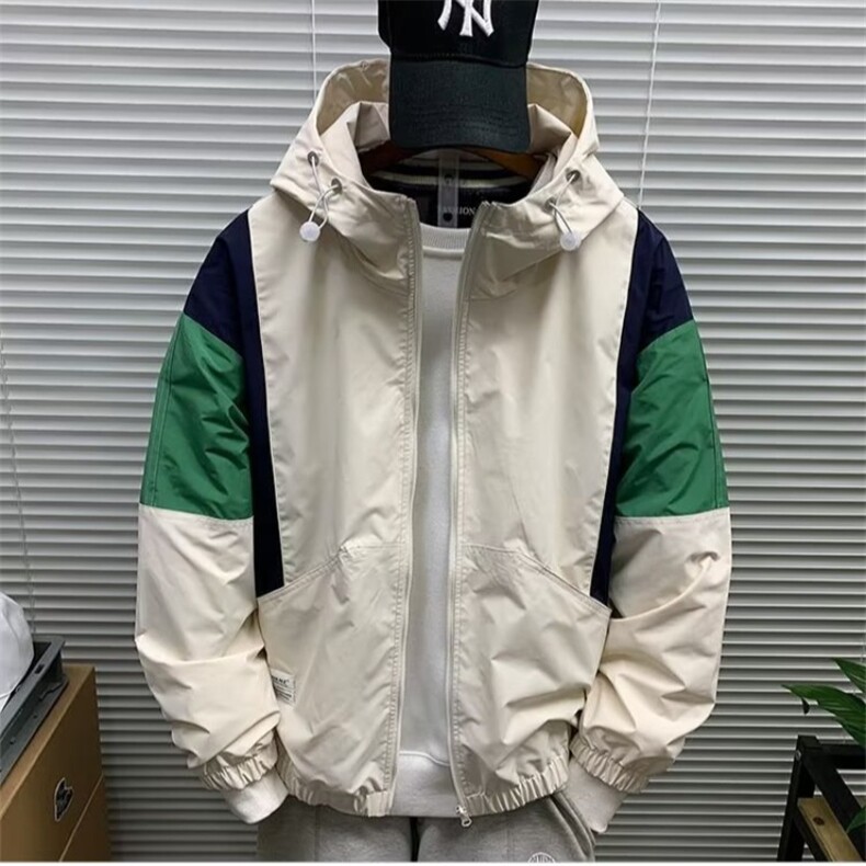 秋新款拼接撞色工装连帽潮牌冲锋衣夹克男休闲百搭外套JK123P62,男装夹克,星座1013-5