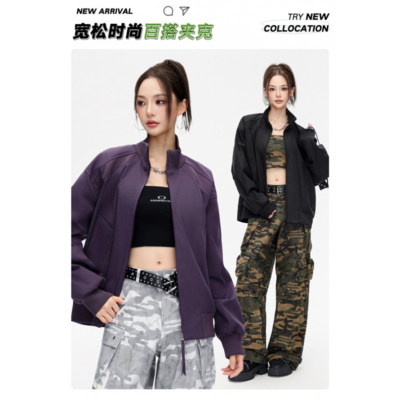 双拉链飞行夹克男美式立领外套春季新款户外冲锋衣潮JK02625-P73图片