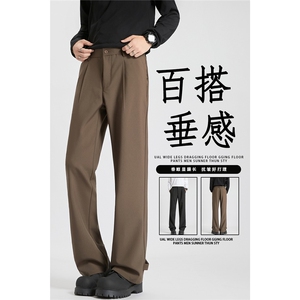 得物品质男秋款西裤微喇叭侧边织带直筒休闲长裤h76 P45图片