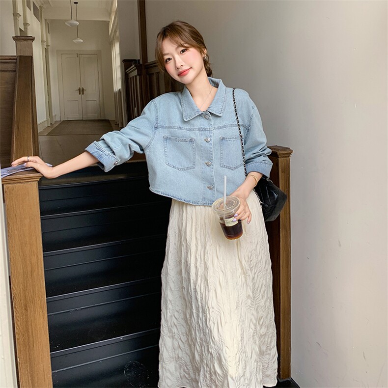爱情魔鬼鱼套装女2025年夏季新款牛仔外套吊带长裙斜挎包三件套,女装套装/套裙,浙宝069