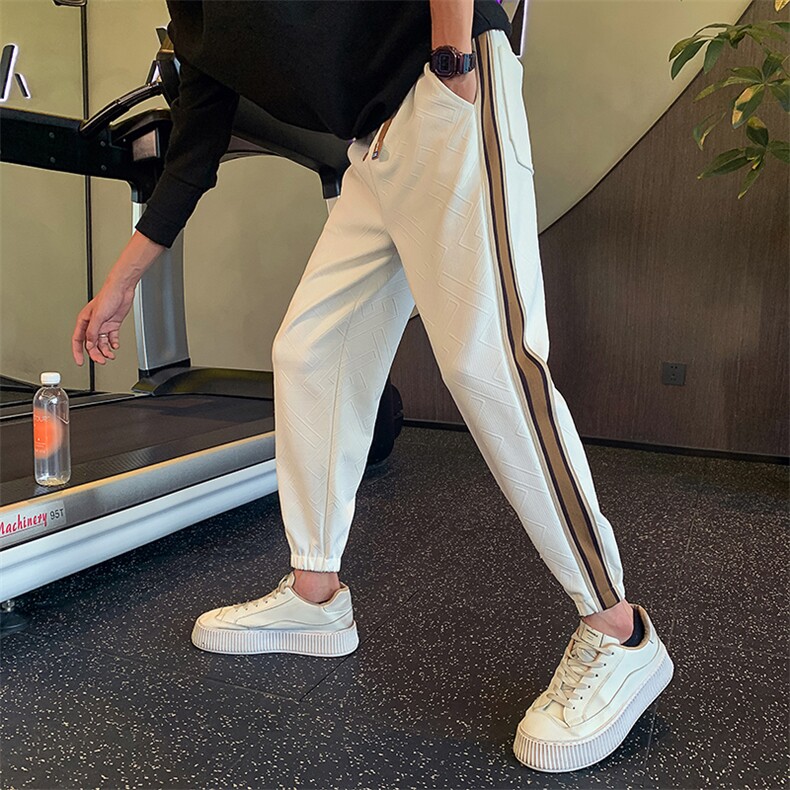 23新秋款卫裤社会小伙港风韩版束脚裤抖音直播2159/P65/控90，男装休闲裤，星座313B-2(原星座309A-2)