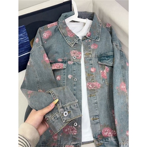 B221美式高街暗黑小众重工艺印花牛仔外套 SY2537-特P70 控118图片