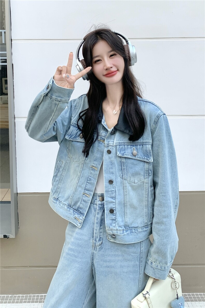 秋装新款！拼接牛仔外套阔腿裤两件套2C133-8980-P190-K258,女装套装/套裙,2C133