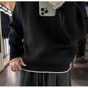 网图慎用 B216 MY5166 特P65 男加厚卷边毛衣  高质原版图片