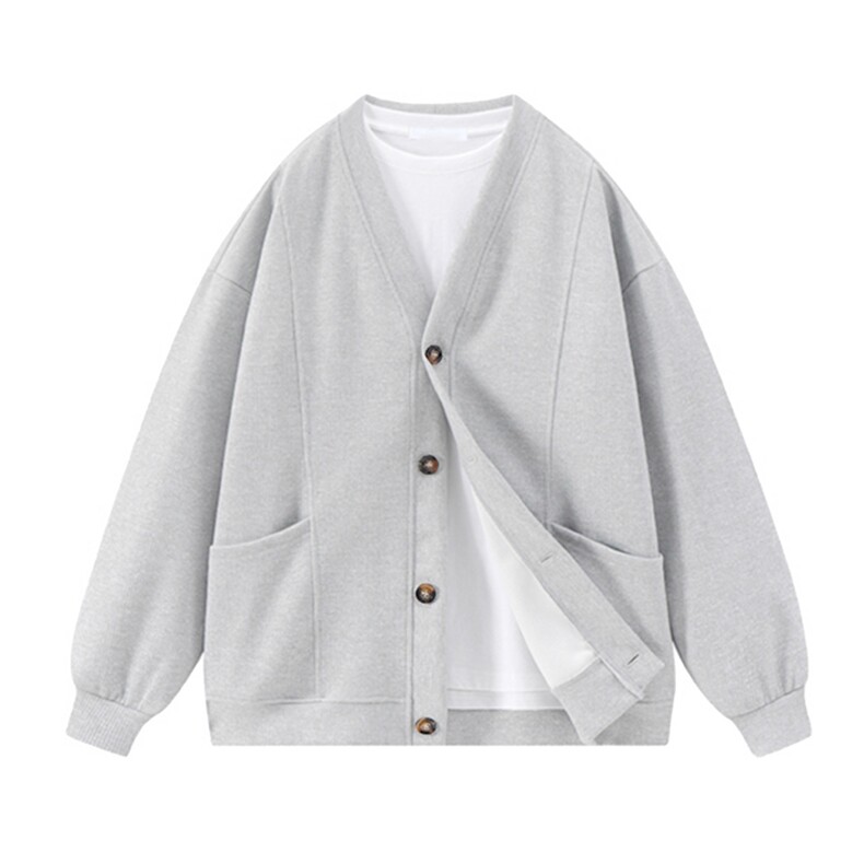 抖音得物高品质秋冬美式高街重磅单排扣结构卫衣V领开衫外套W110，男装卫衣，电商A486