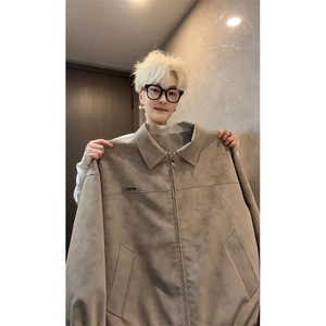 春季扎染皮衣机车翻领美式复古松弛感外套男女 C64139-TP65不图片