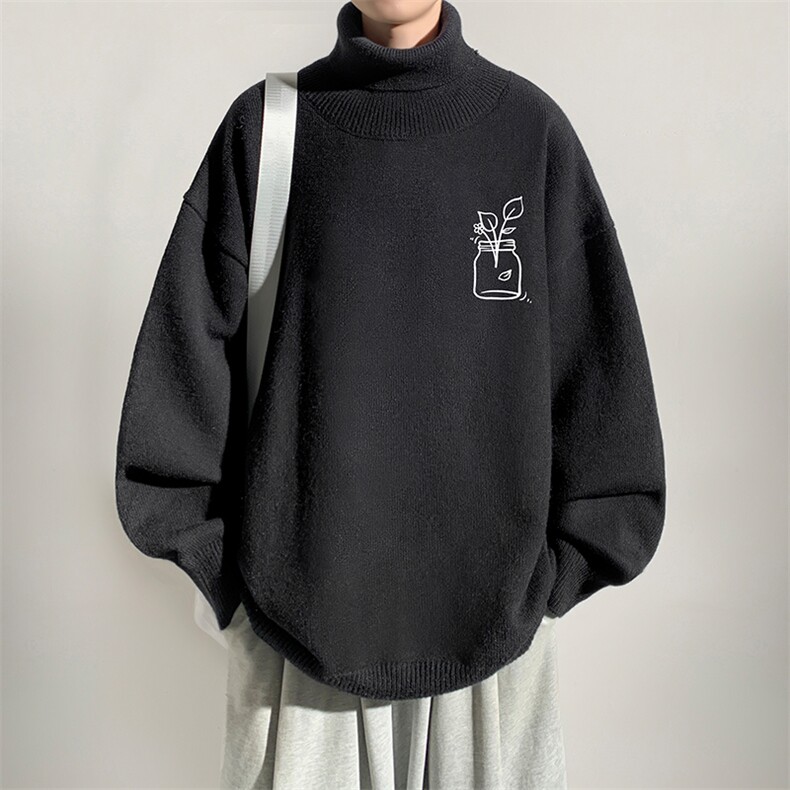 8XL高领毛衣男大码胖子堆堆领打底羊毛衫GM45430-P45加绒款-P65,男装针织衫/毛衣,电商A040