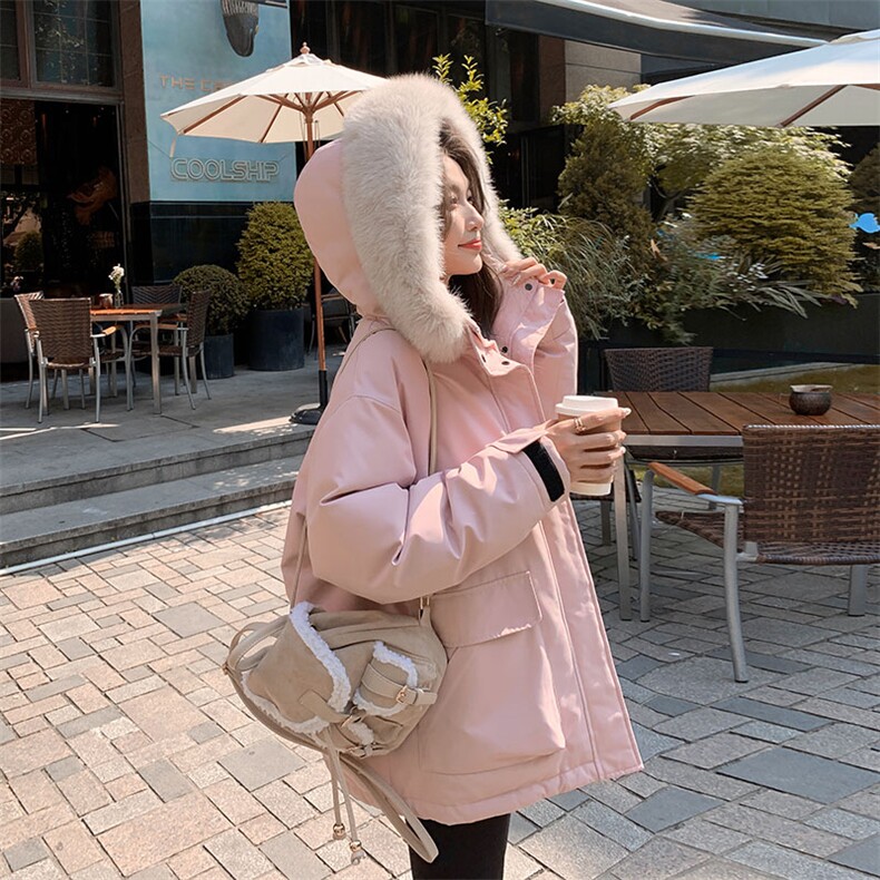 新款粉色毛领派克棉服2C122-7100-P205-K308,女装棉衣/棉服,2C122