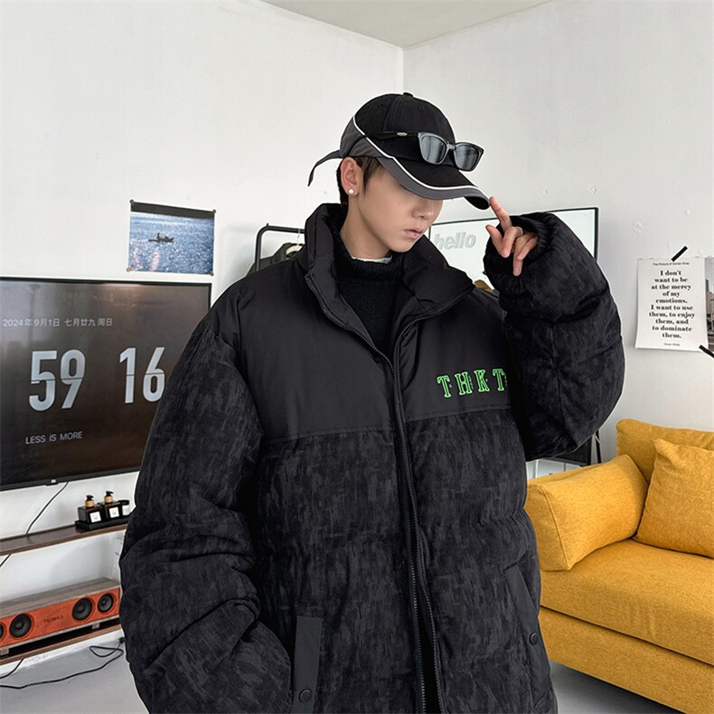 港风棉衣棉服迷彩灯芯绒拼接面包服立领棉袄外套量大有差1615-P80,男装棉衣,星座207