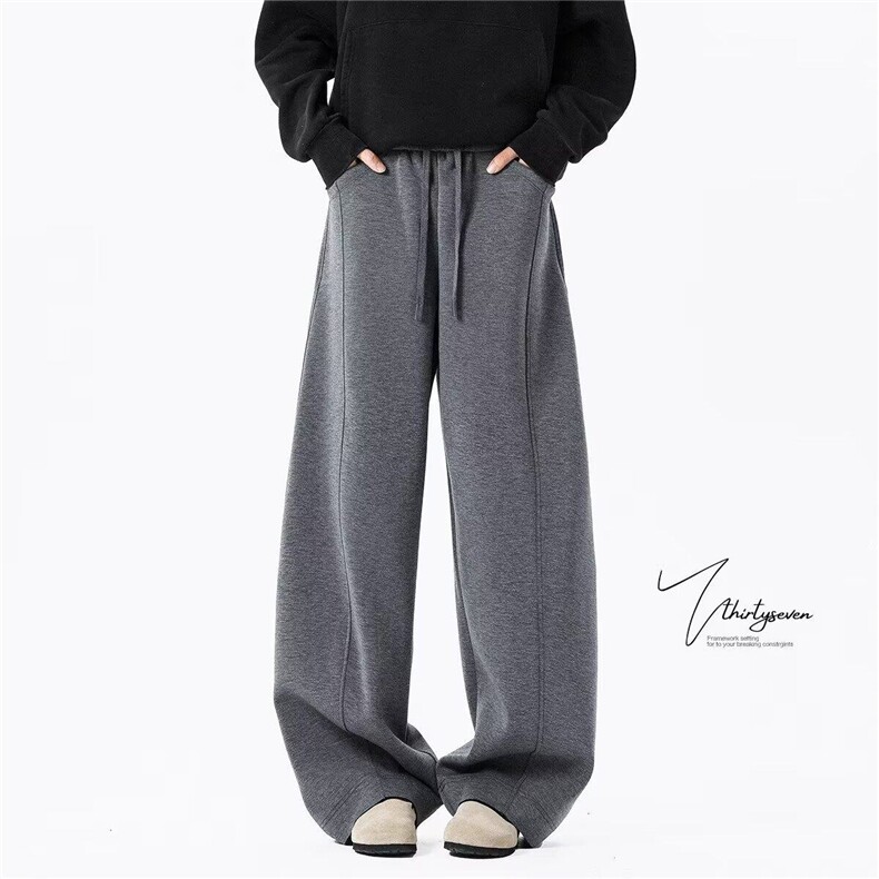 2025春装新款老钱风弯刀卫裤美式高街休闲裤潮流时尚百搭阔腿裤男，男装休闲裤，星座715-4