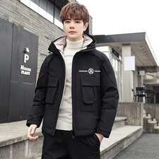 新款大码连帽韩版短款修身刺绣学生外套羽绒服，男装羽绒服，星座301D-5(原星座1415）