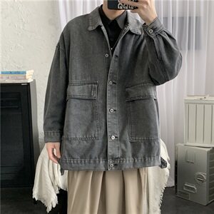男士牛仔外套潮流复古韩版宽松帅气夹克男秋季新款水洗牛仔衣图片