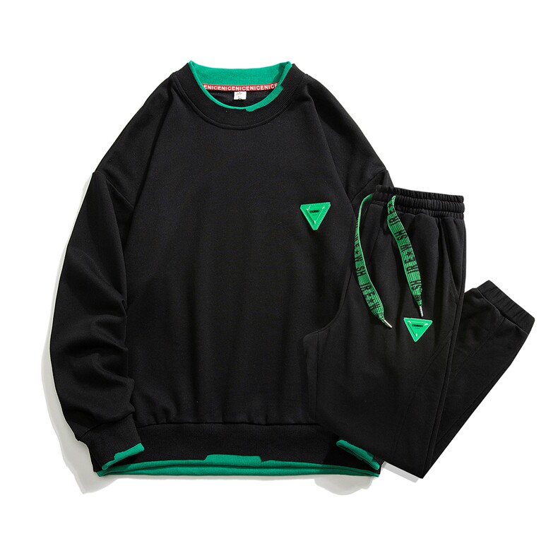 1秋季新款休闲圆领假两件情侣青春套头卫衣套装7144P98控128，男装休闲套装，星座226-2