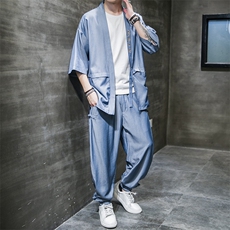 中国风薄冰丝防晒衣服男夏季九分裤套装4003-1-TZ01P115控138，男装套装，电商A005