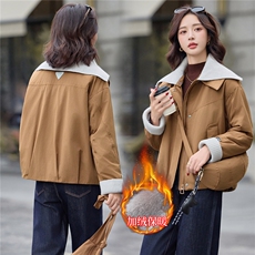 9100时尚针织拼接加绒棉衣外套（送包包），女装棉衣/棉服，依路服饰