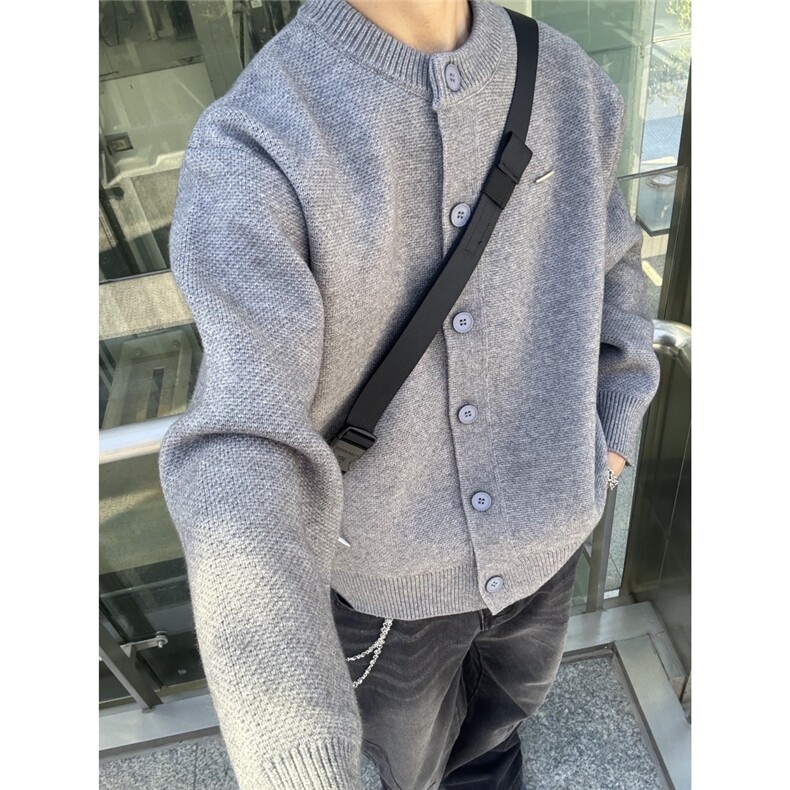 秋冬慵懒风简约百搭重磅拉链毛衣男长袖宽松休闲情侣立领针织开衫，男装针织衫/毛衣，星座203-1
