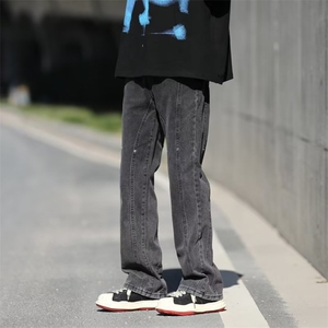 牛仔裤男高街ins春秋宽松直筒高街潮牌hiphop阔腿长裤子RK020-P43图片