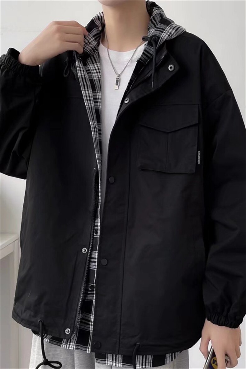 假两件学生工装外套男秋冬季2021韩版潮流ins休闲夹克W2110-P60,男装夹克,星座512-2