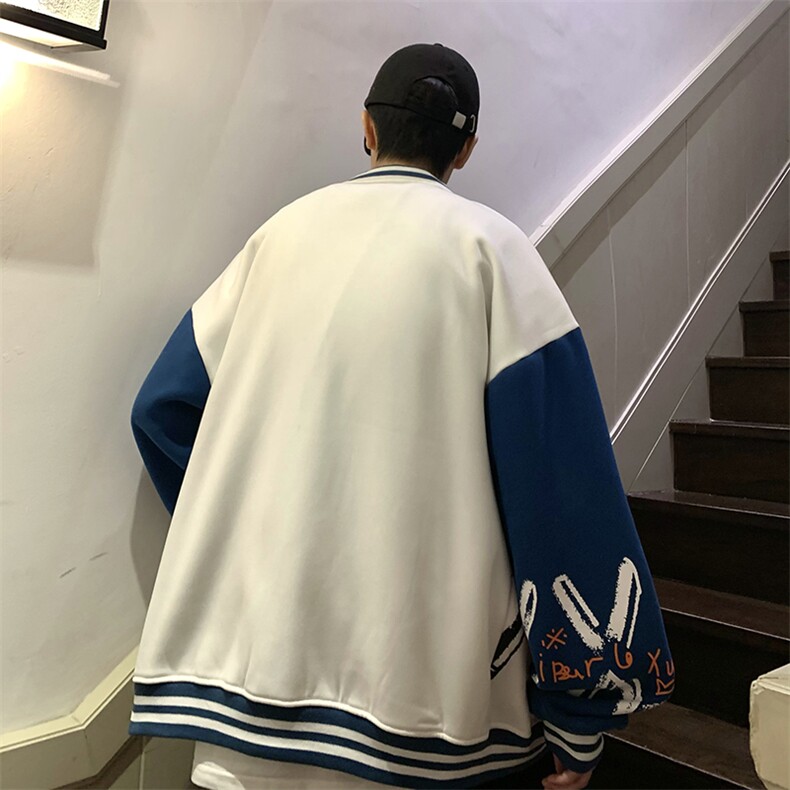 22秋新款宽松休闲撞色情侣棒球夹克卫衣外套B266-Y613-P75,男装夹克,星座B257-1